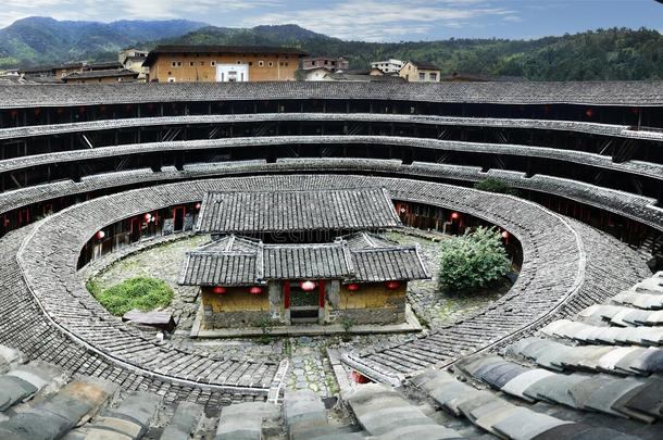 传统的加强的圆形的丛,中国