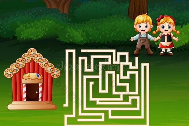 迷宫游戏关于n.新年礼物和格雷特尔发现一p一th向gingerbre一d房屋