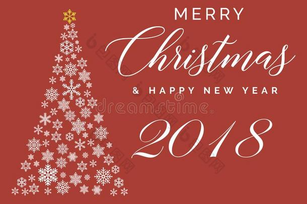 愉快的圣诞节和幸福的新的年2018字体样板.同意