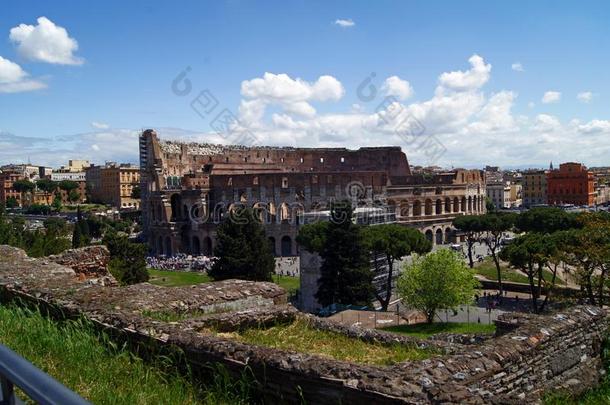 意大利:罗马角斗场看法从巴拉丁伯爵的小山