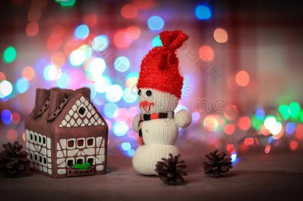 玩具<strong>雪人</strong>和姜饼房屋在指已提到的人圣诞节表