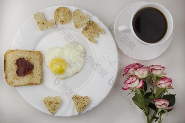 早餐为爱好者,快速爬行卵,咖啡豆,玫瑰形状