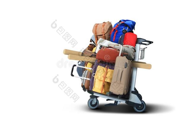 行李旅行者和大的手提箱