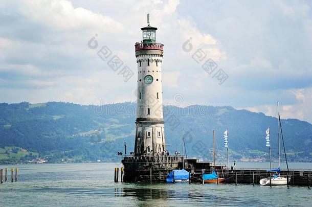 林道港口和指已提到的人灯塔,博登湖,德国