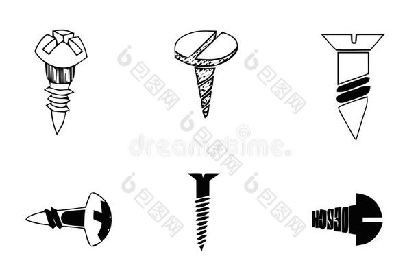 毛边书螺丝钉线条偶像,矢量说明.毛边书螺丝钉线条ar