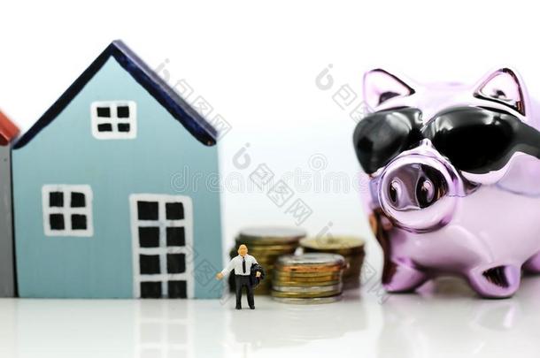 小型的人:商人和小猪银行和模型房屋wickets三柱门