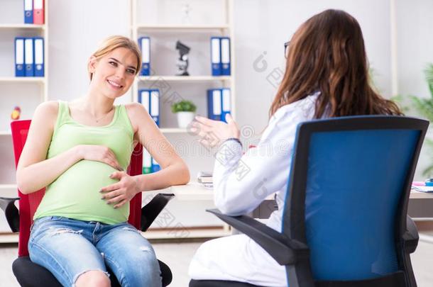 指已提到的人怀孕的女人拜访医生为有规律的检查-在上面