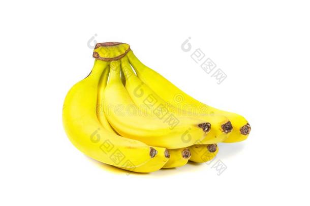 束关于香蕉隔离的向白色的背景.