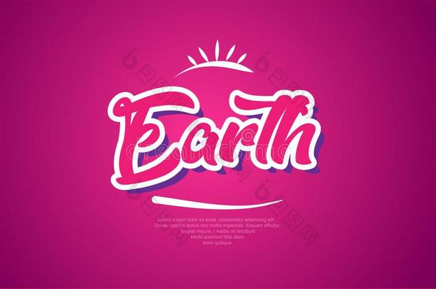 地球单词文本凸版印刷术粉红色的设计偶像