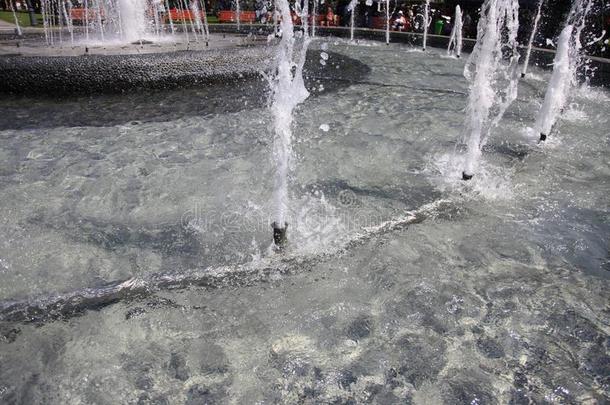 人造喷泉和水,指已提到的人最好的为热的夏天,水测试