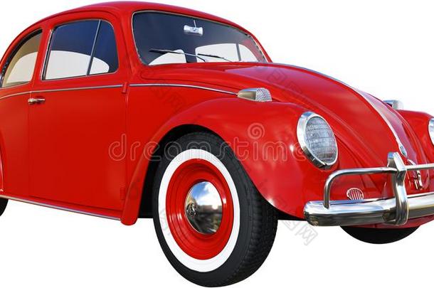 <strong>大众</strong>汽车昆虫,红色的<strong>大众</strong>汽车,隔离的,制动火箭