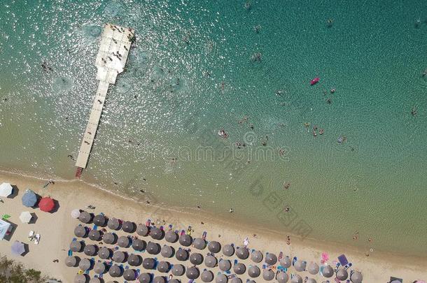 海滩在阿穆利安尼岛在哈尔基季基半岛,希腊