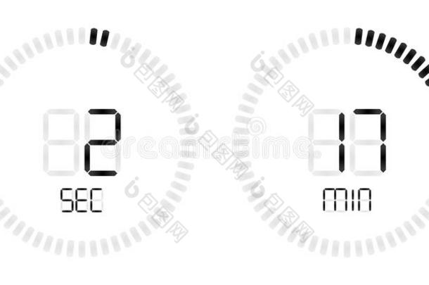 秒表定时器矢量数字的时间倒数读秒