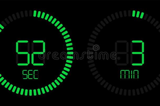 秒表<strong>倒数</strong>读秒数字的绿色的定时器展览
