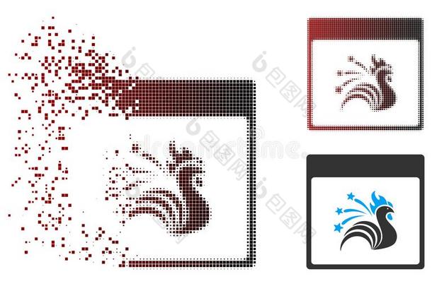 分散的像素半音闪耀公鸡日历页偶像