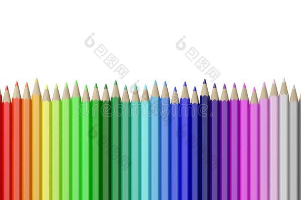 彩虹关于富有色彩的铅笔对准的