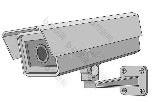 安全服务监控照相机.灰色平的绘画