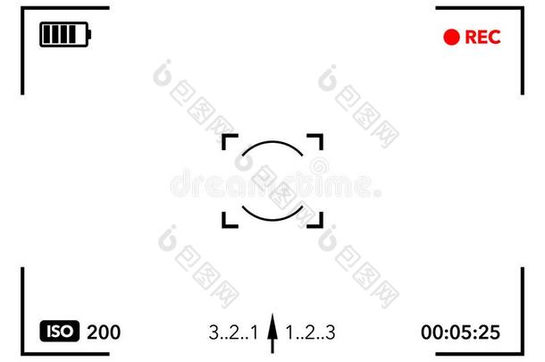 矢量说明照相机取景器和数字的集中和export输出