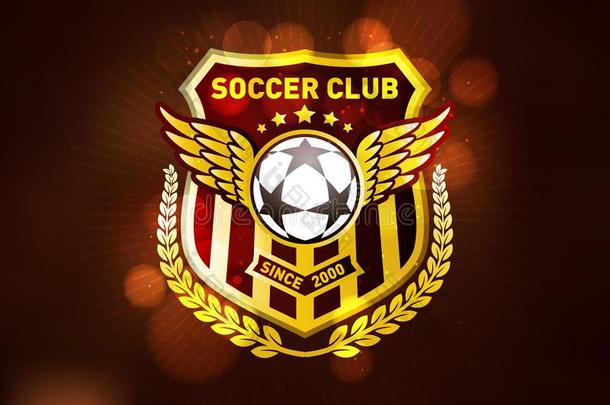 足球锦标赛获胜的人金色的象征设计样板