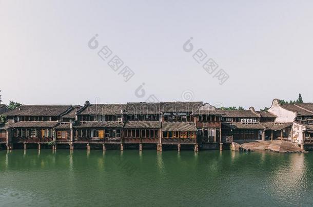 传统的中国人住宅在旁边河采用乌镇,Ch采用a
