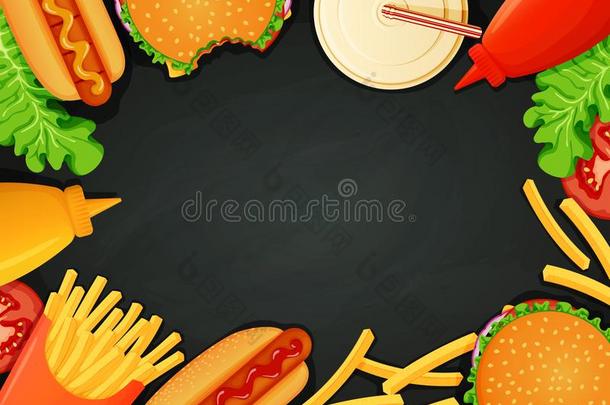 快的<strong>食物海报</strong>,横幅,菜单样板.汉堡包,热的公狗,凯克