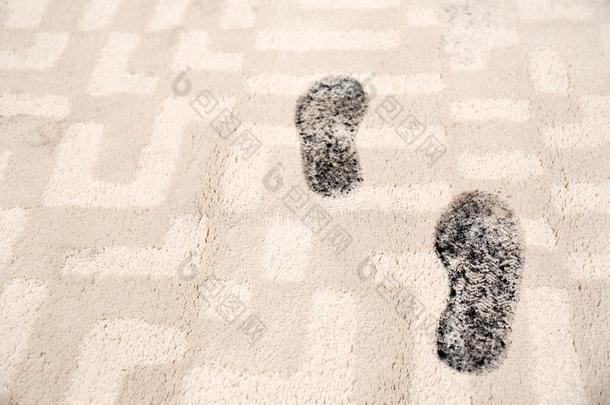 跟踪关于泥泞的脚印向地毯