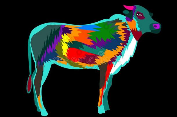 富有色彩的水牛出现艺术漫画海报图解的
