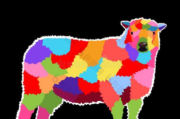富有色彩的羊出现艺术漫画海报图解的