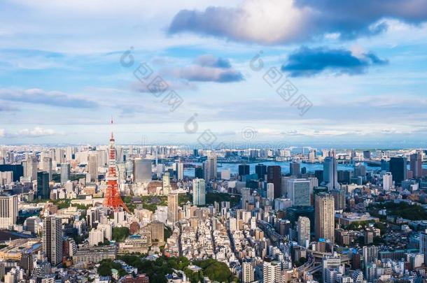 美丽的建筑学和建筑物大约东京城市和东京