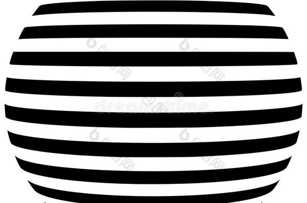 抽象的黑的和白色的有条纹的球几何的形状