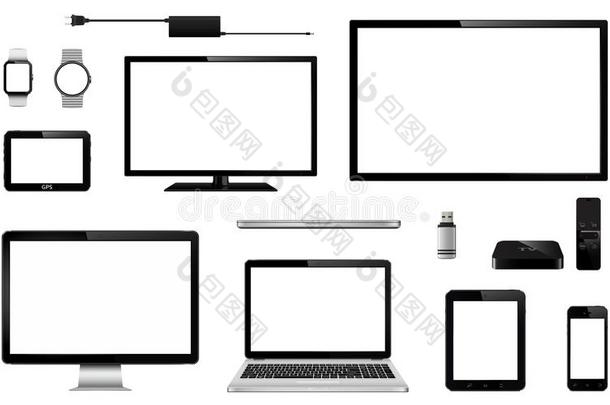 放置关于现实的television电视机,计算机显示屏,便携式电脑,碑,可移动的英语字母表的第16个字母