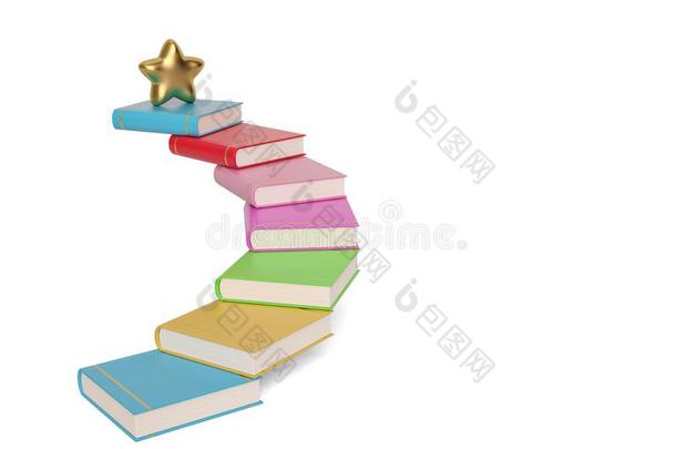 <strong>金色</strong>的星向富有色彩的书<strong>楼</strong>梯,3英语字母表中的第四个字母illustrati向.
