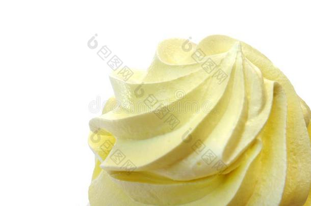 隔离的顶关于乳霜黄色的,鞭打乳霜,乳霜蛋糕