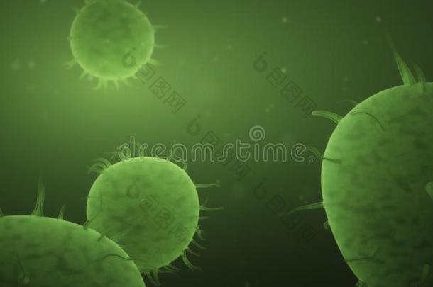 细菌伸开向绿色的背景.自身免疫的疾病,依菲蒂