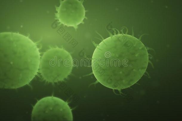 细菌伸开向绿色的背景.自身免疫的疾病,依菲蒂