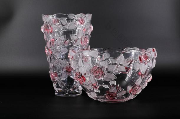 装饰瓶从透明的玻璃采用八月花