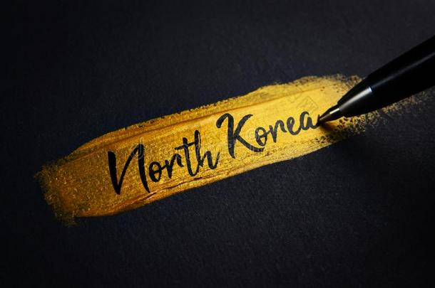北方朝鲜书法文本向金色的颜料刷子一击