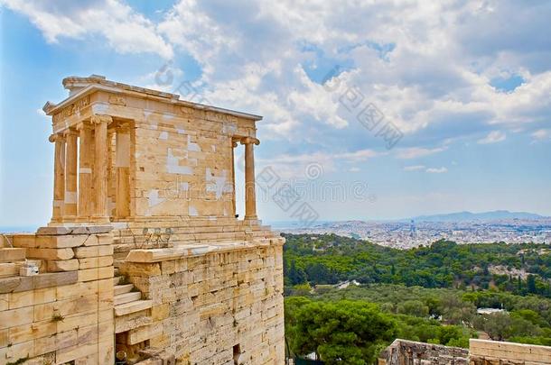庙关于雅典娜耐克.古希腊城市的卫城关于雅典.阿提卡,希腊.