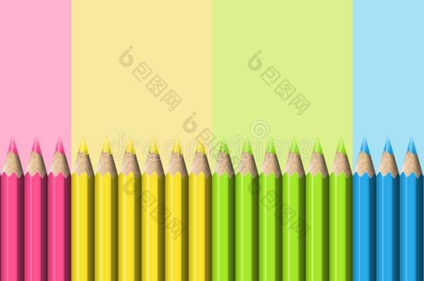 <strong>线条</strong>关于现实的<strong>蓝色</strong>,<strong>绿色</strong>的,粉红色的,黄色的铅笔向彩色粉笔波黑