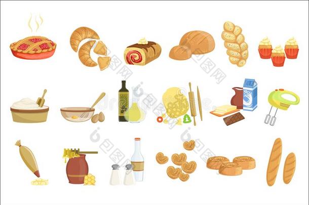 <strong>面包</strong>房和糕点乘积偶像放置和各种各样的分类关于<strong>面包</strong>