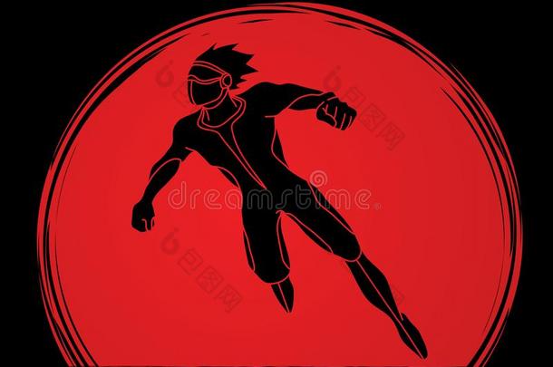 超级英雄飞行的行动,漫画超级英雄男人用于跳跃的