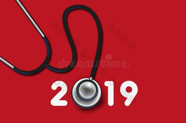 招呼卡片2019,医学的和一听诊器