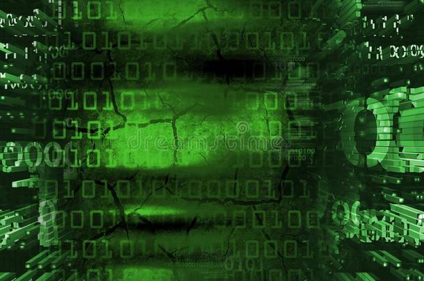 黑客面容向绿色的双重的编码背景.