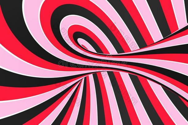 节日的粉红色的,红色的和黑的螺旋隧道.有条纹的反常的lollipop棒棒糖