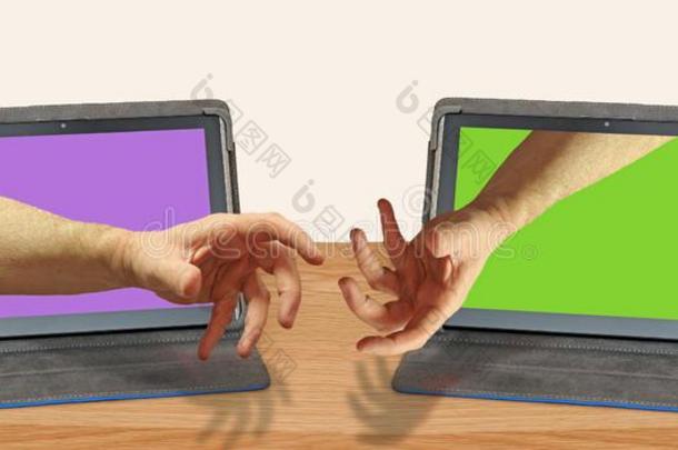 互联网在线的握手帮助密封指已提到的人分商业