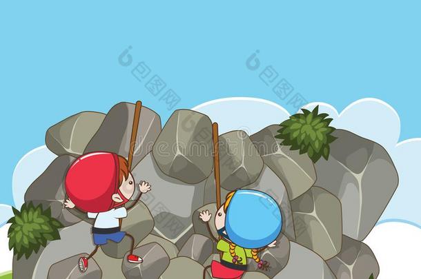 孩子们岩石<strong>攀登</strong>的<strong>户外</strong>的