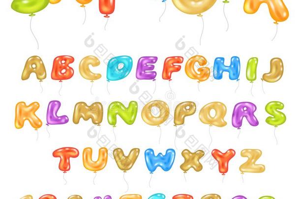 字母表alphabet字母表矢量气球小孩按字母顺序的字体和氦英语字母表的第3个字母