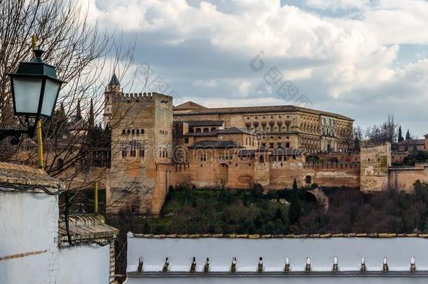 城市风光照片关于格兰纳达薄呢,西班牙,中古西班牙摩尔人诸王的豪华宫殿宫采用背景