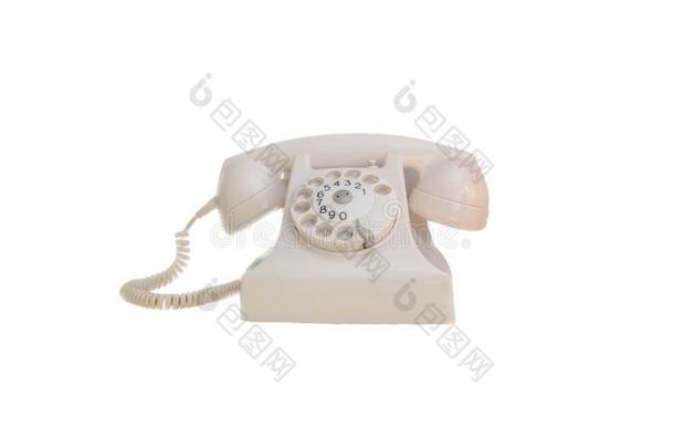 老的酿酒的白色的电话和背景