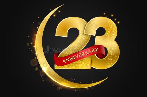 23年周年纪念日.模式和阿拉伯的金色的,金一半的月亮
